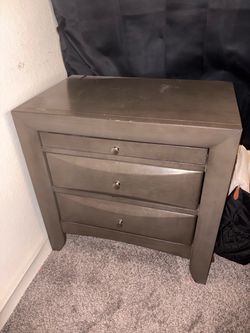Gray 3-Drawer Nightstand , little scratch but great condition