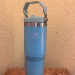 Stanley 30oz Baby Blue Flip Straw Tumbler with Folding Carry Handle