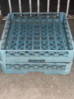 (Two) Blue Green Drying Dish Cups Drink Racks