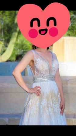 gold and white prom dress