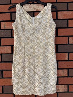 Gold and White Lace Shift Dress