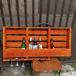 Wall Mounted Wine Rack With Glass Holder