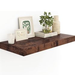 12" Deep Rustic Brown Floating Shelves,Over Toilet Long Wall Mounted Modern Farmhouse 36 inches