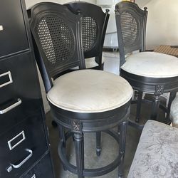Rattan back stools set of 3