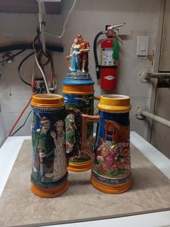 Collectable vintage handpainted German beer steins