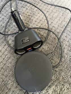 Dual Cigarette Lighter Charger and Wireless Charger With Cable