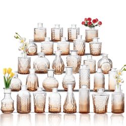 NEW 30 Piece Amber Vase Set