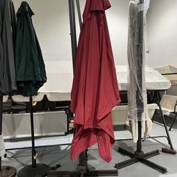 M-(No LED)10ft Patio Umbrella, 360-Degree Rotation Hanging Offset Market Outdoor Sun Shade for Backyard, Deck, Poolside, Easy Tilt, Cross Base