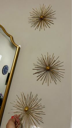Mid-Century Modern Gold Starburst Wall Decor – Set of 3