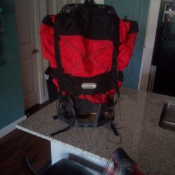 Outdoor External Frame Black & Red Backpack 