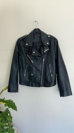 Biker/racing leather women’s/girls jacket W/ Zipper & Neck Buckles W/inner Liner Spain
