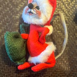 Rare Vintage Annalee Doll Mouse Santa Claus with Sack 1965 Christmas