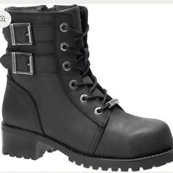 Harley Davidson Archer Black Leather Steel Toe Boots Womens