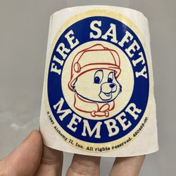 Vintage 80’s 1987 WOW Teddy Ruxpin Fire Safety Member Sticker