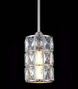 1 Light Crystal Pendant with Brushed Nickel Finish