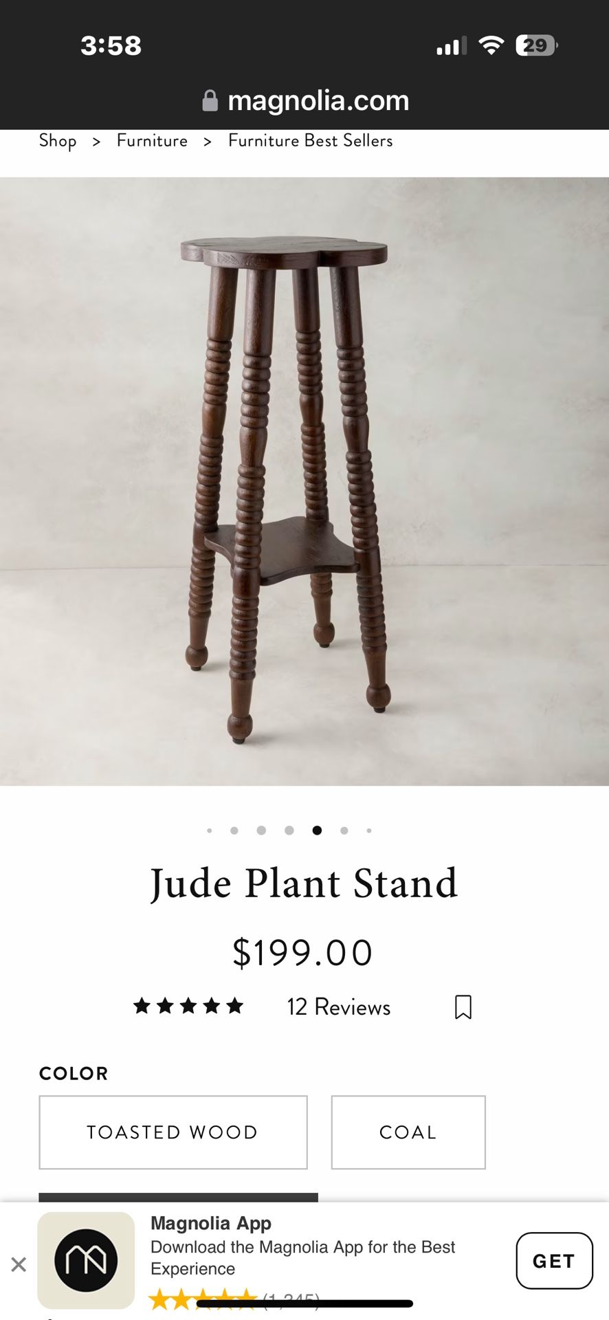 Magnolia Home Wooden Plant Stand /Stool