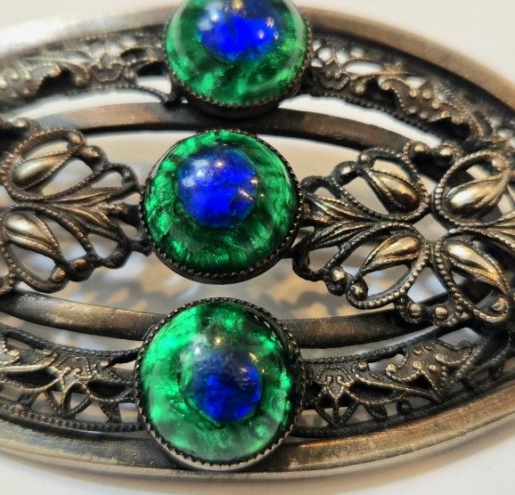 Peacock Glass Vintage PIN Brooch