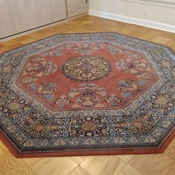 Persian 8'3"Octagonal Carpet Rug With Bottom Pad 