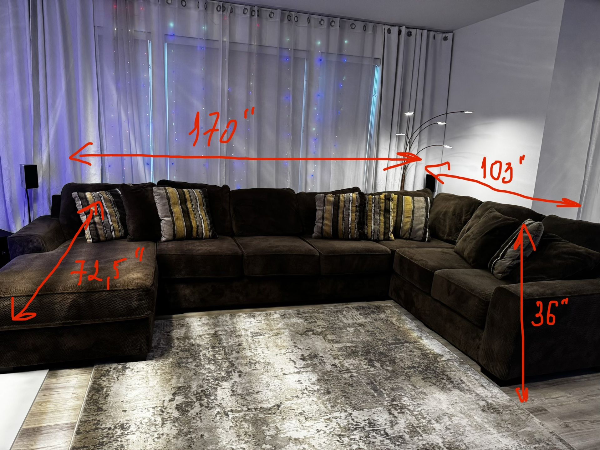 Oracle Tux Sofa Chaise Sectional In Cooper Brown, Left Facing,