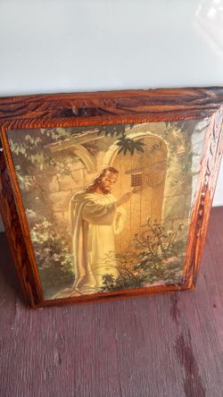 Handmade with faith Jesus square old picture