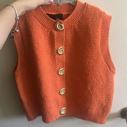 Zara Coral Vest With Shell Buttons