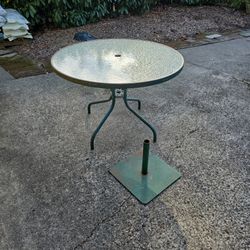 Outdoor Glass Table,  Umbrella Stand 