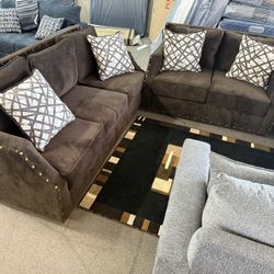 NEW BROWN SOFA & LOVESEAT 