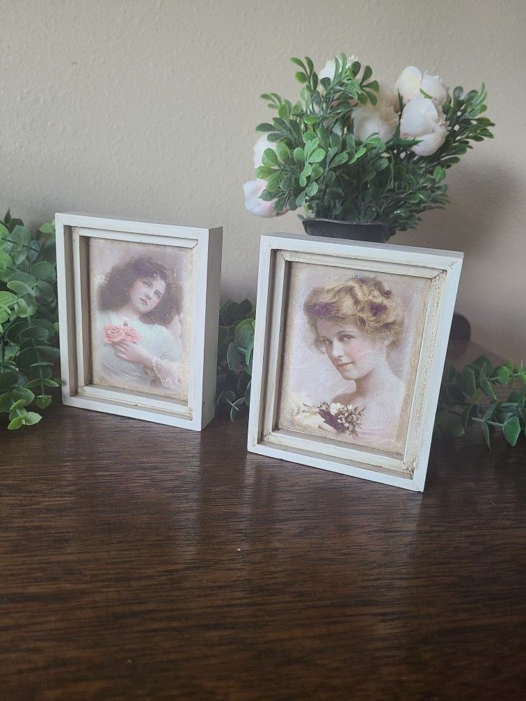 Edwardian Era Style Portraits Of Ladies In Upcycled Frames