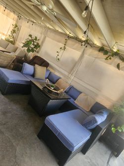 Patio Sectional Set With Table Fire Pit/9pc Sectional Set/Outdoor Furniture/Cash Only