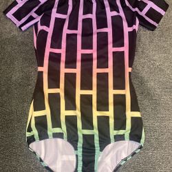 Rainbow Brick Print Bodysuit 