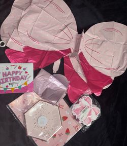 Pink bow party decor bundle