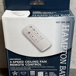 Hampton Bay White Universal 3-speed Damp Rated Ceiling Fan Remote Control with
