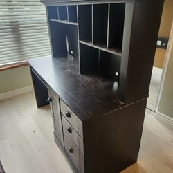  ​Large Rustic Computer Desk with Hutch & Storage
​