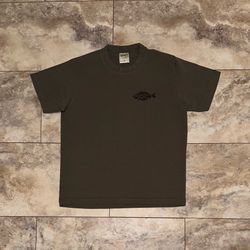 Custom Jesus Fish Embroidered Tee Earth Tone Minimal Christian Shirt Size Small