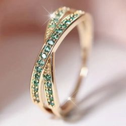 Gold Crossed Band Ring, Size 8