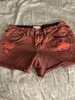 Free people red denim shorts
