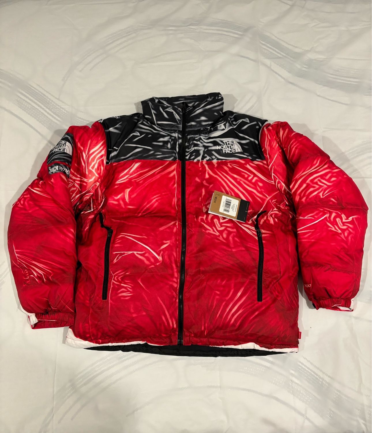 Supreme x The Northface Printed Nuptse Trompe L’oeil Jacket Red X-Large