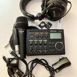 LIKE-NEW TASCAM DP-006 Digital Pocket Studio 4-Track Recorder Bundle