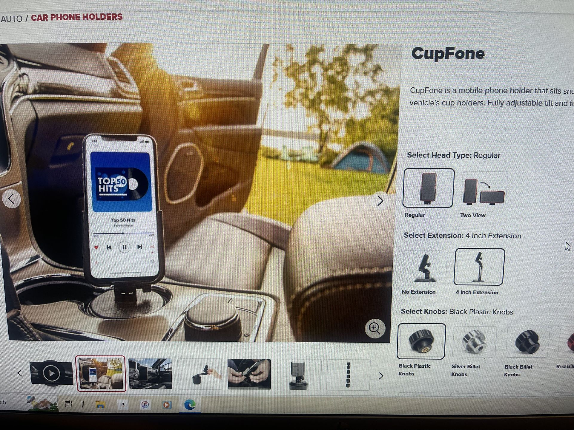 Cell Phone Cup Phone Holder $40.00, Weather tech