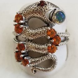 Sterling Silver Snake Ring With Stones 