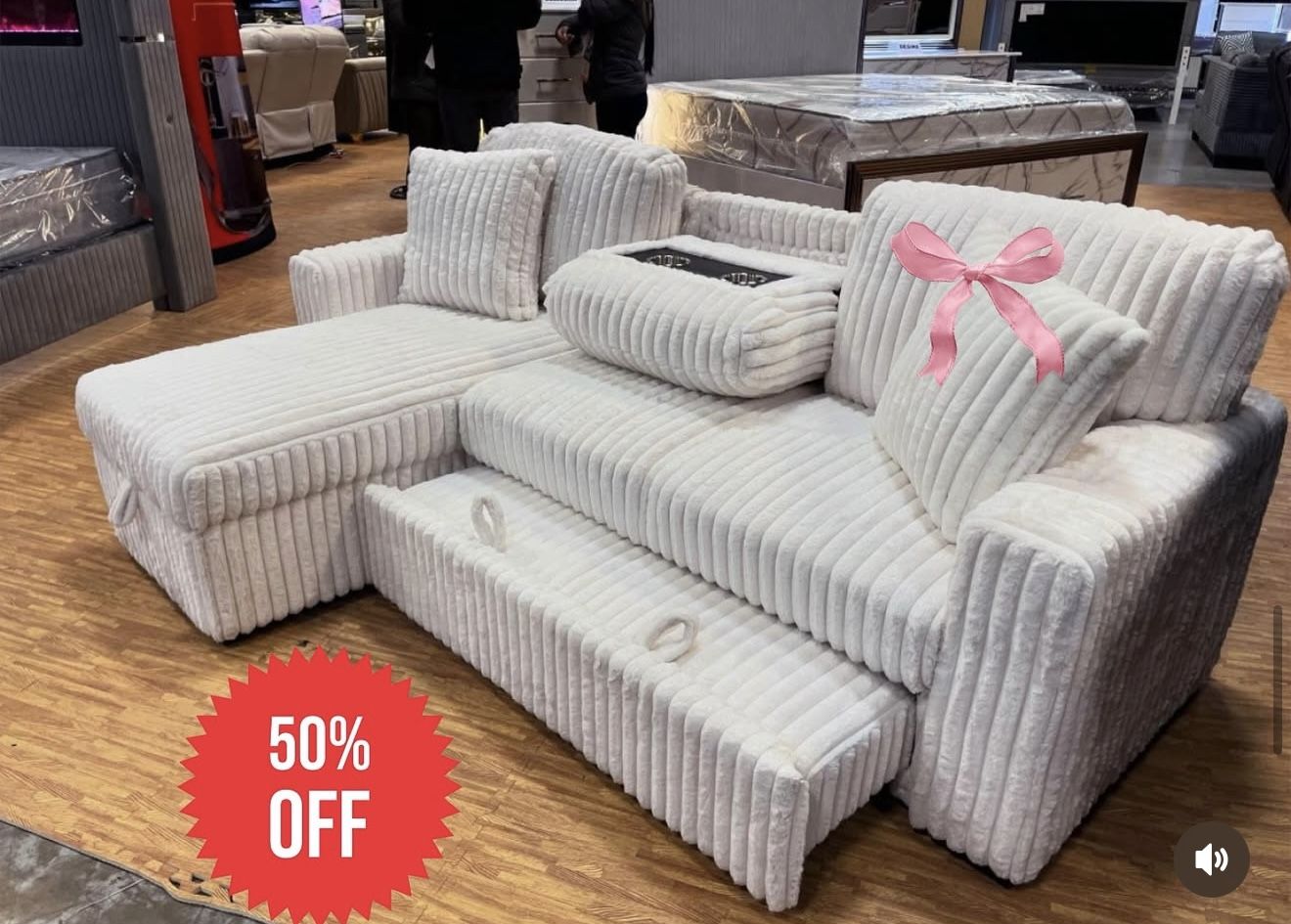 Amazing Corduroy Sleeper Sectional On Sale Now!