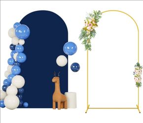 Arch Backdrop Stand and Cover Set 7.2FT Navy Blue Arch Cover Backdrop Fabric for Metal Arched Stands Decor Balloon Arched Stand with Spandex Covers St