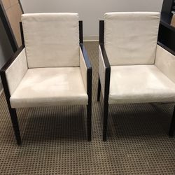 Dania Suede Office Living Room Chairs set of 2 Sturdy Real Wood