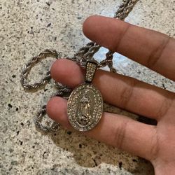 Virgin Mary Silver Chain