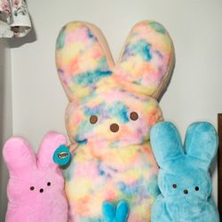 Jumbo Peeps Easter Bunny Plush Rainbow Tie Dye 40" Inch Giant Stuffed Toy Pillow & Pals!