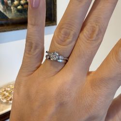 14K White Gold Natural Diamonds Engagement Wedding Ring 