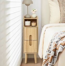 1- Wooden Narrow End Table- Small 2 Drawer Nightstand