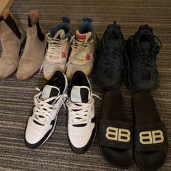 Brand Designer Shoes 5 Pairs + 2 t - shirts Balenciaga And Moncler 