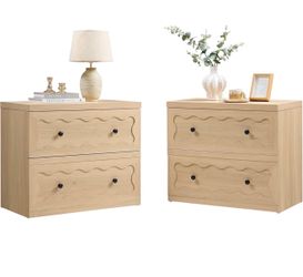 Brand new wavy double drawer nightstands 2pcs