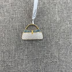 Charm 14k Yellow Gold With Micro pave Diamonds 